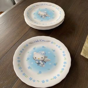 Set of 4 Hello Kitty Blue Angel plates